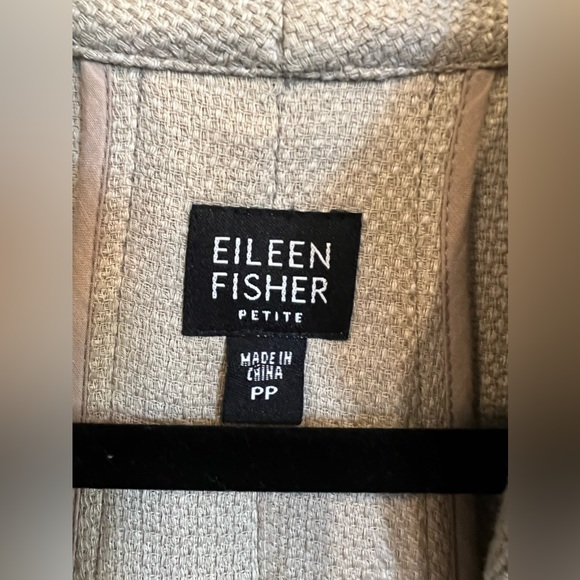 Eileen Fisher linen platinum jacket blazer textured tan size PP Small a1027 - Picture 7 of 8